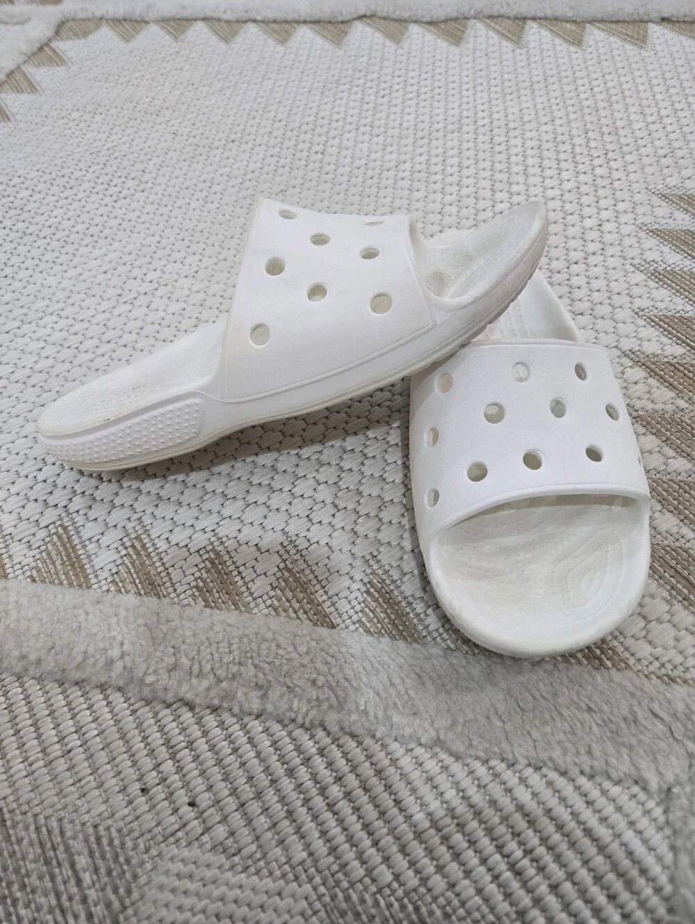 White Crocs Slides Shoes